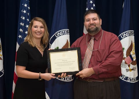 Mentor Mario Crifo Receives The 2016 Civil Service Outstanding Mentor Award and Poses with Deputy Secretary Heather Higginbottom
