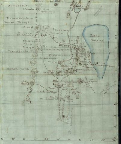David Livingstone's Map of Lake Malawi, Africa