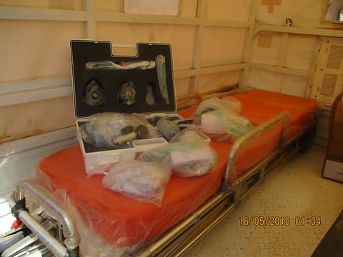 Vue d'interieur de l'ambulance médicalisée