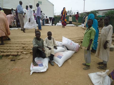 Children after recieving their general food distribution,Sortoni ,Darfur