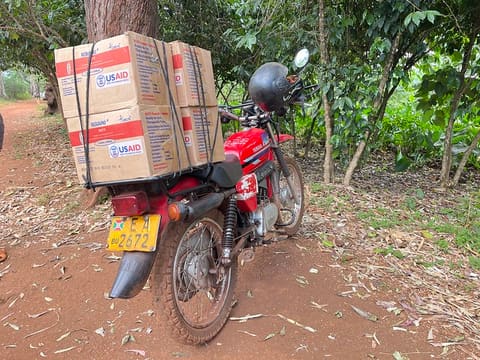Moto delivering RUTF to remote areas of Burundi.