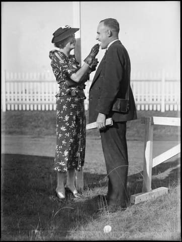 Man and woman at Warwick Farm racecourse