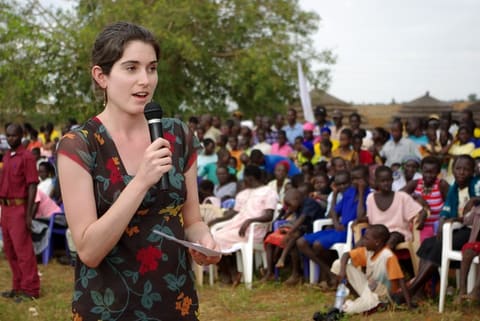 CAs160-USAID's Megan Mamula makes a speech at Lira Palwo cultural festival