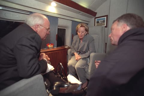Vice President Cheney, Lynne Cheney and I. Lewis "Scooter" Libby Aboard Marine Two