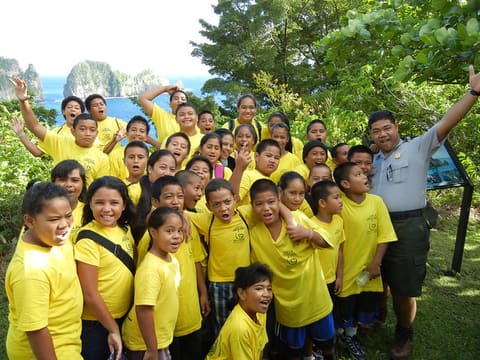 Having fun on the Lower Sauma Ridge Trail, Vatia Village, National Park of American Samoa