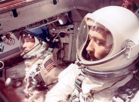 Astronauts White and McDivitt Inside Gemini IV Spacecraft