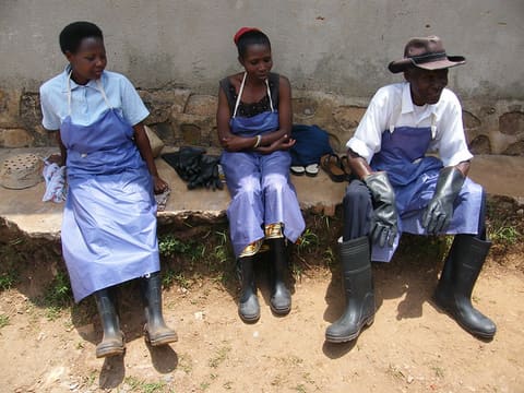 Rwanda Washers wearing PPE