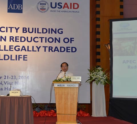 Dr. Nguyen Ba Ngai, Deputy Director General, Viet Nam Administration of Forestry, Ministry of Agriculture and Rural Development, speaks at the workshop