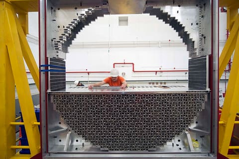 Hall D Forward Calorimeter Under Construction