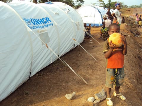 At the refugee camp