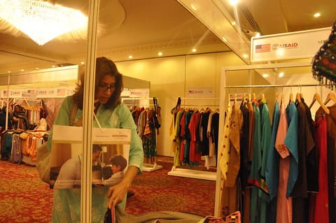 Vaneeza Ahmad at Pakistan Hand Embellished Fabrics Industry Conference and Exhibition organized by USAID’s Entrepreneurs Project
