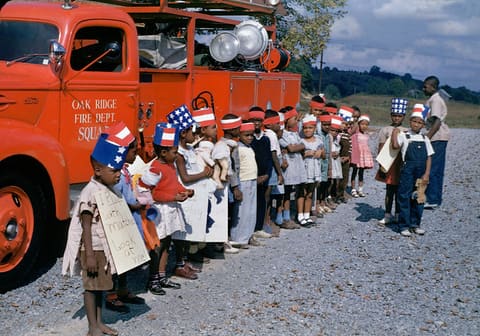 1940s Fire Truck and kids on Kodachrome  in Oak Ridge Tennessee
