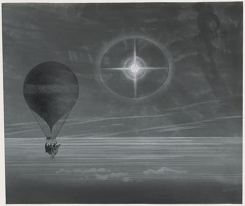 [Lunar halo and luminescent cross observed during the balloon Zénith's long distance flight from Paris to Arcachon in March, 1875] (LOC)