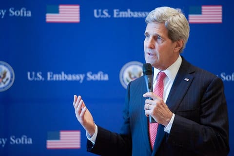 Secretary Kerry Addresses Staff of Embassy Sofia During Meet-and-Greet