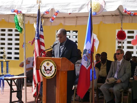 Mr. Pierre Richard Quittere, Chief of Staff at the Ministry of Youth, Sports, and Civic Action, speaks